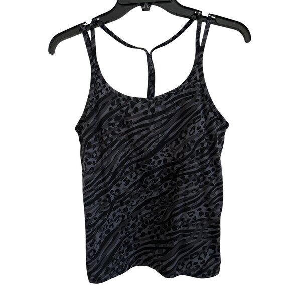Victorias Secret PINK Gray Black Animal Print Tank Top M Workout Activewear - Picture 1 of 6